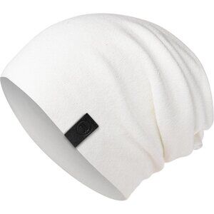 Unisex White 100% Cotton Winter Skull Pull on Knit Warm Slouchy Baggy Beanie Cap